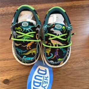 Hey Dude Kids Sneakers - Black with Colorful Dinosaurs